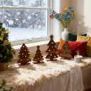 2 x 4 Pieces Wooden Christmas Trees Tabletop Decor - Rustic Farmhouse Xmas Centerpieces, Tiered Tray Decor for Home Office Party Holiday