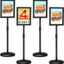 4Packs Adjustable floor standing poster stand, vertical and horizontal display sign stand, with heavy-duty base, aluminum alloy opening and closing frame (8.5 x 11 black)