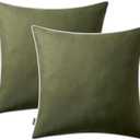MIULEE Pack of 2 Outdoor Waterproof Pillow Covers Decorative Farmhouse Throw Pillow Covers Square Solid Color Couch Pillow Covers Spring for Patio Tent Bed Sofa Living Room 18x18 Inch Olive Green