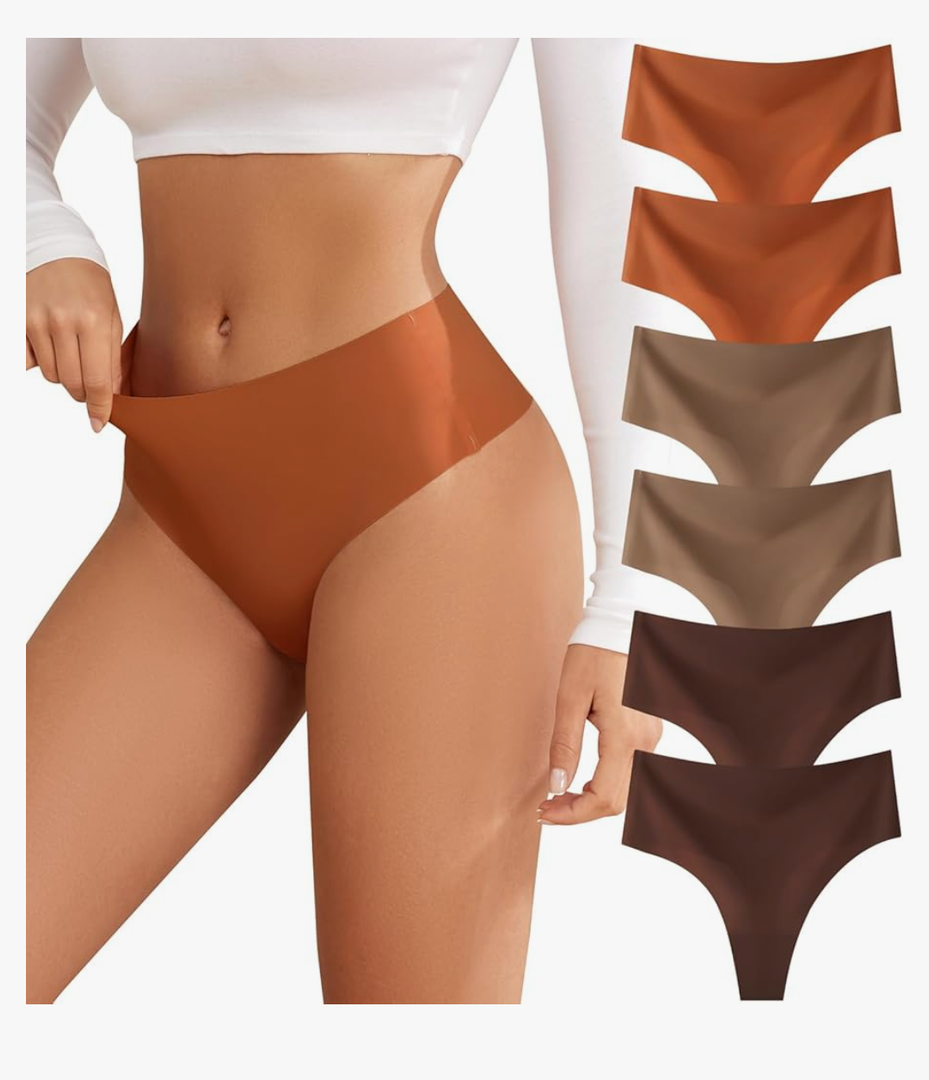 Thongs for Womens High Waisted Seamless for Women Underwear Sexy Breathable Panties 6 Pack