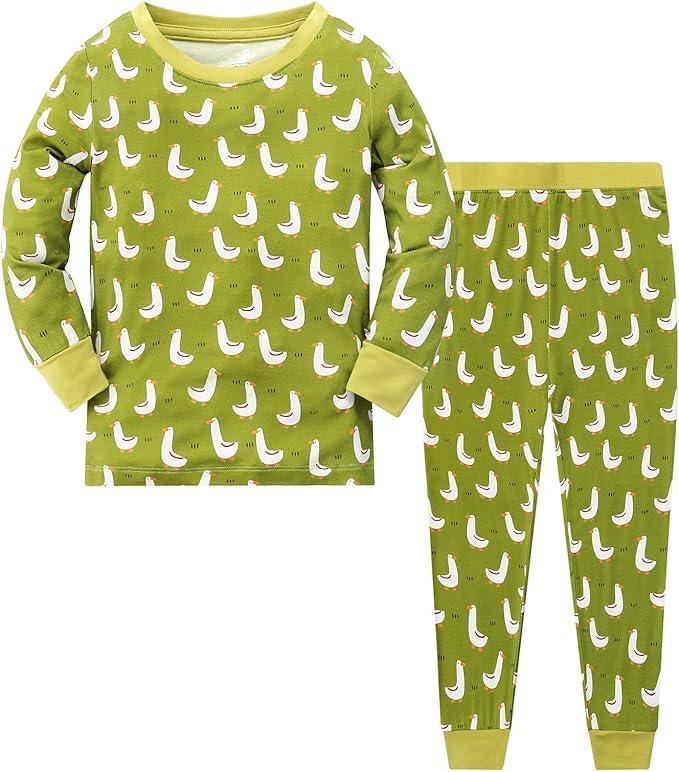 JunNeng Bamboo Viscose Toddler Pajamas, Baby Boys Girls Pjs Sets, Kids Snug-Fit Long Sleeve Sleepwear, Size 12-18M