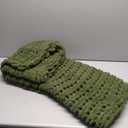 Chunky Knit Throw Blanket, 40''*50'' Knitted Throw Chenille Yarn for Bed Couch, Handmade Green Crochet Big Thick Blanket, Machine Washable Cute Comfy Blanket for Home Decor