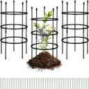 3-Plant Support, 19.6 inches in Diameter × 39 inches high; Plant Support for Peonies; Stackable Metal core Poles with PVC Coating; Garden Support Frames for Plants Such as Tomatoes and Peonies