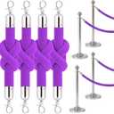 4 PS Station Set for Parties - Pink Rope Stations for Hotel Lobby VIP Ropes for Posts with Snap Hooks Twisted Ropes for Special Events and Stands Queue