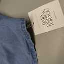 Womens Crop Denim Shirt Half Sleeve Button Down Short Jean Jacket with Pocket (Blue, XL)