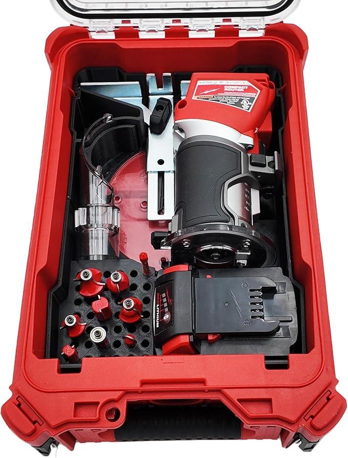 Packout Organizer for Milwaukee M18 Fuel Compact Router (2732-20) and Accessories (Black Liner Only)