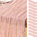 DeZerlor Pink Cheesecloth Table Runner 12 Pack Spring Easter Table Runners Boho Gauze 120 Inches Light Pink Cheese Cloth Table Decor for Wedding Bridal Baby Shower Parties