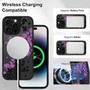 OOK Case Fit for iPhone 14 Pro Max 6.7 Inch (Compatible with MagSafe) Purple Floral Flowers Soft TPU and Hard PC Phone Cover with Kickstand Anti-Scratch Shockproof Protection Magnetic Case for Women