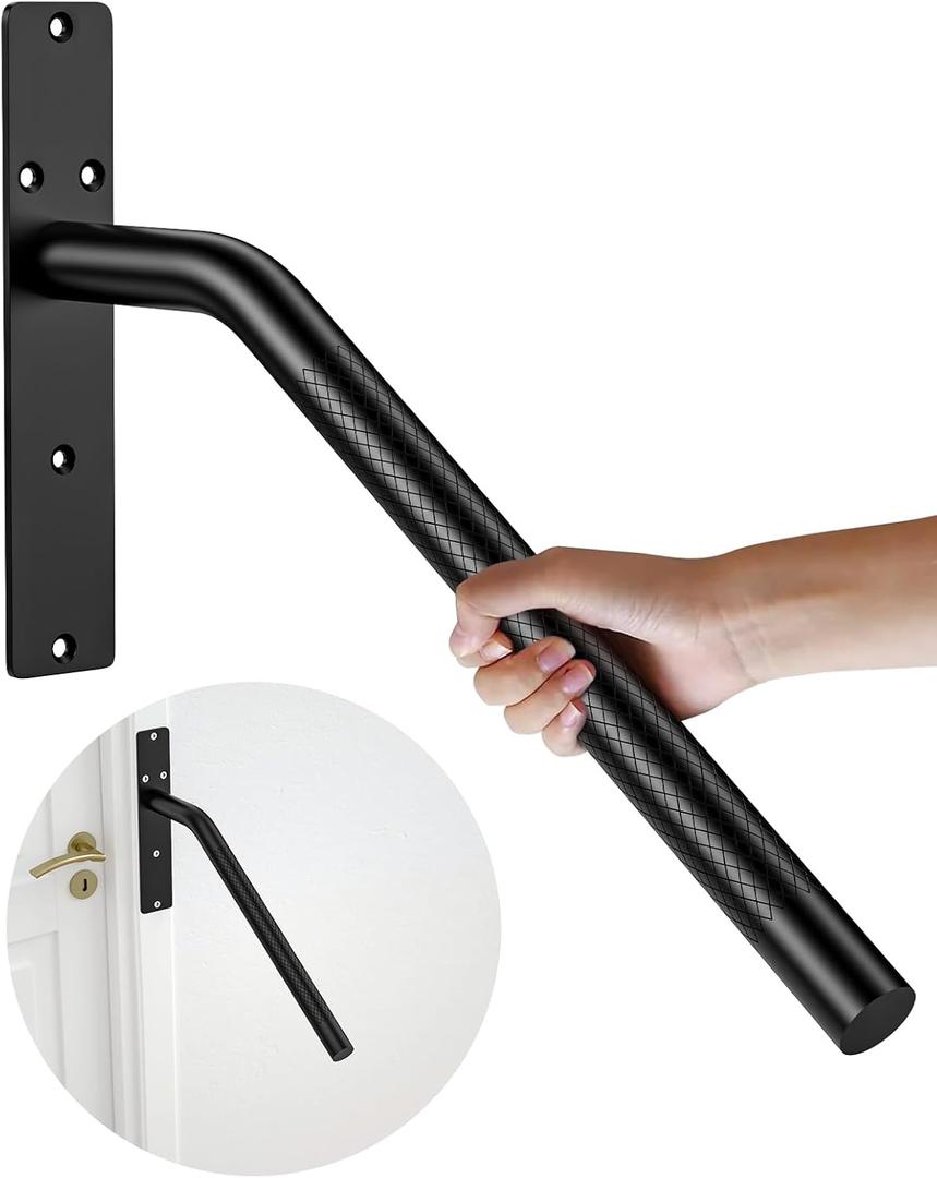 16 Inch Black 1-3 Step Handrail w/Anti- Slip Knurled Grip, ZUEXT Stainless Steel Wall Mount Hand Rail, Safety Grab Bar for Outdoor Garage Entry Steps Stair Interior Exterior Stairway-1.25" Diameter