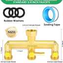Garden Hose Splitter, Brass 3 Way Hose Splitter, 3/4" Water Hose Splitter 3 Way Heavy Duty with Metal Shutoff Valve and Extension Handle, Outdoor Faucet Splitter Water Spigot Splitter Manifold