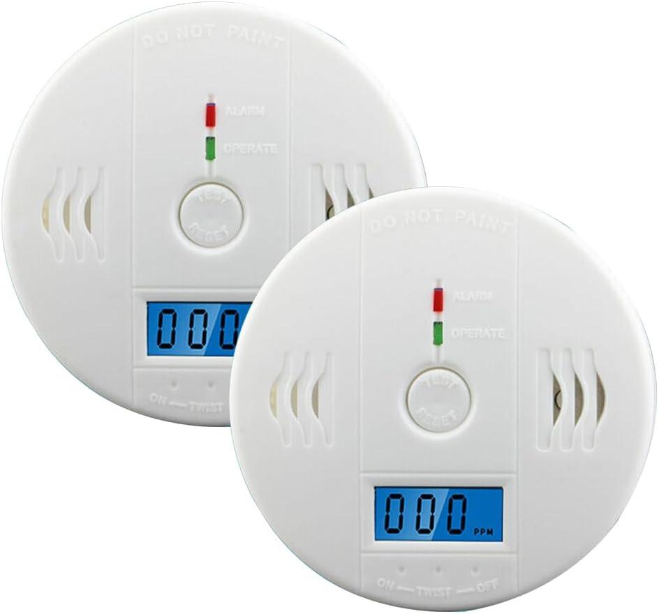 Carbon Monoxide Detector Alarm, CO Alarms for Kitchen Basements Travel Home Office House Bedroom Living Room Car, Battery Operated,Comply with UL 217/2034, (2-Pack)