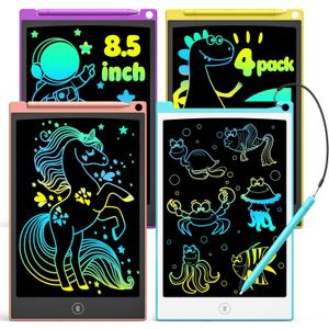 TECJOE 4 Pack LCD Writing Tablet, 8.5 Inch Colorful Doodle Board Drawing Tablet for Kids, Kids Travel Games Activity Learning Toys Birthday Gifts for 3-6 Year Old Boys Girls Toddlers Preschooler Blue and Pink and Yellow and Purple)
