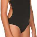 arena Girl's Mast MaxLife Thin Strap Open Racer Back One Piece Swimsuit (24, Black)