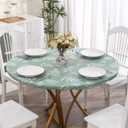 Tablecloth Circular Vinyl-Lined Flannel Tablecloth with Elastic Edge Design, Waterproof, Oil Resistant, wipeable and Reusable (Mimosa, for Up to 57-65 Inch Round Table)