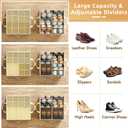 NestOrganix 2 Pack Shoe Organizer for Closet, Large Shoe Box Storage Containers, Foldable Shoe Storage Organizer Box Bin with Adjustable Dividers and Clear Cover, Space Saving Shoes Holder, Beige