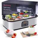 Yogurt Maker Automatic Digital Yoghurt Maker Machine with 8 Glass Jars 48 Ozs (6Oz Each Jar) LCD Display with Constant Temperature Control Stainless Steel Design for Home Use