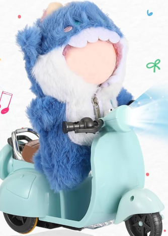 Simgoing 1 Pcs Doll Scooter Doll Vehicles Mini Electric Scooter with Music & Lights Could Rotate 360 Dolls Accessories Cute Scooters Ornaments Battery Not Included (Blue)