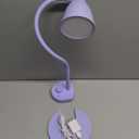 BOHON LED Desk Lamp with USB Charging Port, 3 Color Modes Fully Dimmable Reading Lamp, Auto Dimming Task Lamp, Flexible Gooseneck Table Light for Office Dorm Bedside, Adapter Include, Lilac Purple