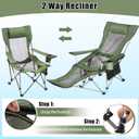 Yuntau Single Reclining Camping Chair with Removable Umbrella Folding Camp Chair for Outdoor(Green)