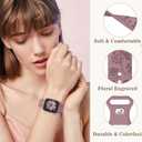 6 Pack Floral Engraved Silicone Bands Compatible for Apple Watch Band 38mm 40mm 41mm 42mm 44mm 45mm 46mm 49mm Women,Flower Sport Straps for iWatch Series 10 9 8 se Ultra 7 6 5 4 3 2 (Black/Starlight/Pink/Milk Tea/Smoke Violet/White)