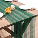 Dark Green Pearl Table Runner Boho Rustic Tulle Lace Spring Easter Table Runner for Baby Shower Wedding Arch Decor Veil Dessert Table Decor, 10ft x 3pcs