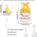 2pcs Birthday Goose Outfits, Adorable Goose Birthday Bib and Hat Vibrant Print Porch Statue Costume for 17-23in/43.18-58.42cm Garden Geese Festive Decor