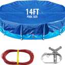 18Ft Pool Covers for(14Ft)Above Ground Pools, Winter Pool Cover,Heavy Duty Above Ground Pool Cover Includes Winch and Cable,UV Protection, Strength&Durability,Blue/Black (Cover Only)
