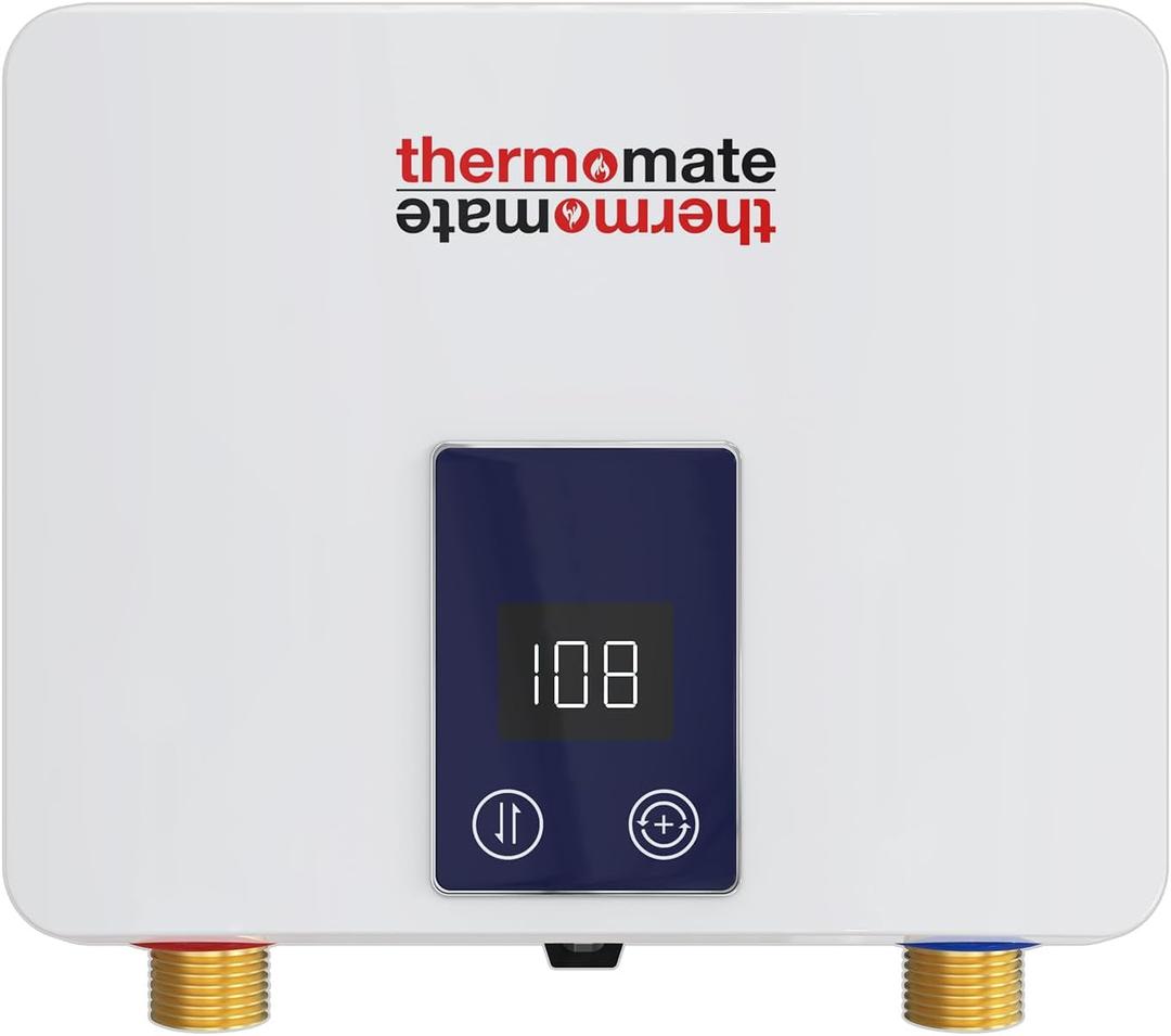 Tankless Water Heater Electric 120V, ThermoMate 3500W Small On Demand Instant Hot Water Heater with Temperature Display for Kitchen Bathroom Sink Faucet, ETL Certified, White