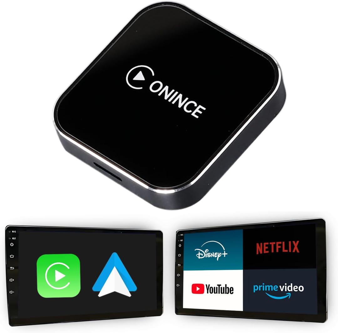 CarPlay AI Box 2025 Upgrade  Magic Box 3.0 with Wireless CarPlay & Android Auto, Bult-in Netflix, YouTube, Disney+, Prime Video | 5.8GHz WiFi, Auto Connect | for OEM Wired CarPlay Cars & Motorcycles