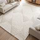 Beige Solid Color 5x7 Area Rug, Soft Washable Rugs for Living Room
