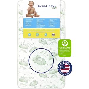 Dream On Me Nirvana Crib Mattress, Inner Spring Coil, Fits Standard Full-Size Cribs & Toddler Beds, Reversible Design, Waterproof Vinyl Cover, GREENGUARD Gold & BSA Certified, 52" x 27" x 6"