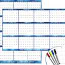 24" x 36" 2026 Wall Calendar Dry Erase - Large Starry Sky Wall Calendar Wet & Dry Erasable Laminated 12 Month Annual Yearly Planner, Reversible, Horizontal/Vertical, Blue