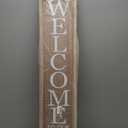 Vertical Wooden Welcome Sign for Front Porch Standing 45x9 Inch Large Wood Frame Outdoor Welcome Sign for Farmhouse Rustic Home Modern Outside Front Door Vertical Decorations(Brown)