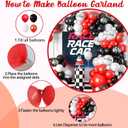 Race Car Balloon Arch Garland Kit, Red Black White Party Latex Balloons with Checkered Flags for Boy Racing Car Themed Birthday Party Decorations Baby Shower Transportation Backdrop Supplies