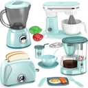 Shemira Play Kitchen Accessories, Play Kitchen Appliances Toy Set with Coffee Maker, Blender, Mixer, Toaster, Kids Kitchen Playset, Toys for 3 4 5 6 7 8 Year Old Girls, Birthday Gifts for Girls