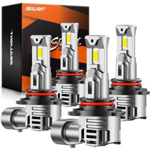 SEALIGHT 9005 9006 Fog Bulbs, 80000LM 6500K Cool White, 1:1 Mini Size, 9005 9006 Bulb with 13000RPM Cooling Fan, 3 Mins Plug-N-Play, Non-polarity, Pack of 4