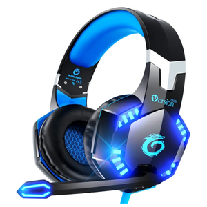 VersionTECH. G2000 Gaming Headset for PS5 PS4 Xbox One Controller,Bass Surround Noise Cancelling Mic, Over Ear Headphones with LED Lights for Mac Laptop Xbox Series X S Nintendo Switch NES PC Games