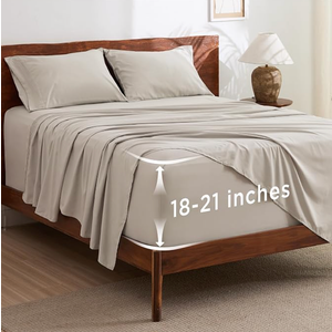 Bedsure Full Size Bed Sheets Set - Fits Mattresses Up to 21 Inches Thick - GentleSoft Bed Sheets, Moisture Wicking, Soft & Cooling Bedsheet & Pillowcases, Easy & Secure Fit, Linen