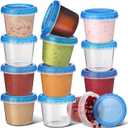 Tafura 4 Oz. Small Containers with Lids [12 Pack] Snack Containers with Twist Top Lids | Condiment Storage for Puree, Snacks, and More | Reusable Small Plastic Food Storage, BPA Free