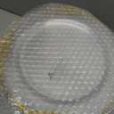 Morejoy 100 Pieces Gold Plastic Plates - Clear Gold Disposable Plates - 10.25inch Clear Plastic Dinner Plates With Gold Rim for Weddings & Parties & Shower
