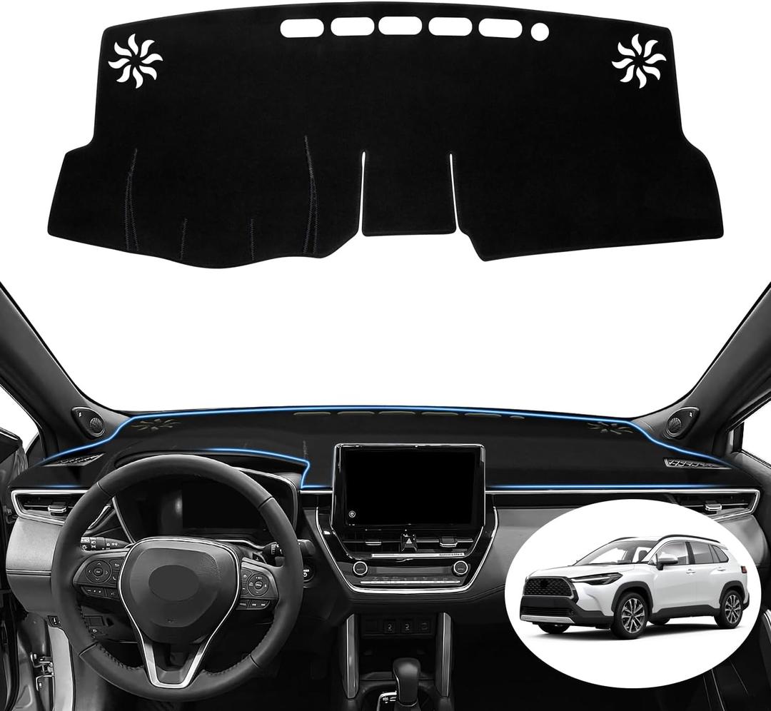 Dash Cover for Toyota Corolla Cross Accessories 2022-2025 2026 Dashboard Cover Mat Sunshade No Glare UV Rays Protector Nonslip Interior Pad Black Trim