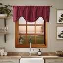Home Queen Tie Up Curtain Valance Window Treatment for Living Room,Adjustable Balloon Rod Pocket Drape Valence,Set of 1,54 X 20 Inch,Burgundy (Cranberry Red)