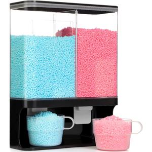 Conworld Laundry Detergent Dispenser, Wall-Mounted Scent Booster Beads Dispenser for Laundry Organizer, Laundry Beads Container, Rice Dispenser, Black (2 Grid)