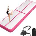 Inflatable Air Gymnastics Tumbling Mat 6ft 10ft 13ft 16ft 20ft, Air Tumble Track Mat 4/8 inches Thickness with Electric Air Pump for Home Use Training Cheerleading Yoga Water Beach Park (Pink)