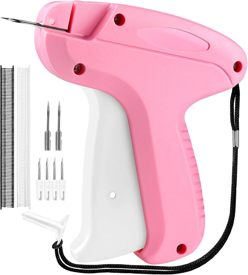 Stitch Gun for Clothes, Handheld Stitch Tag Gun, Fabric Stapler for Clothing Fixer, Sewing Kit Including 1,000 Black Fasteners & 1,000 White Fasteners & 6 Needles