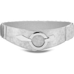 VONMELLI Wide Elastic Waist Belt Women Hip Belt Vintage Stretch Belt with Silver Ring Clasp (XS: Fit Waist 22-26 Inches)