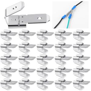 25 Pcs Double Piggyback Spade Connectors Electrical Double Male Female Adapter 3 Way Spade Connector Adapter Quick Splice Wire Terminals Disconnect Piggyback Crimp Terminals Kit, Silver