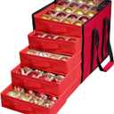 Lambada Christmas Ornament Storage Box, Visible Christmas Storage Container with Dual Zipper, 600D Oxford Fabric Xmas Decorations Organizer - Stores up to 100-3" Ornaments (Cherry Red)