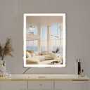 BEAUTME Vanity Mirror 22.4x28.1 Inch,Makeup Mirror with Lights,Hollywood Mirror,LED Mirror for Bedroom,Aluminium Frame,Tabletop/Wall Mount,Horizontal/Vertical,Silver
