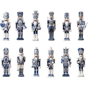 Blue and White Nutcracker Ornaments Set | Festive Blue Christmas Decorations for Tree & Home - This Wooden Hanging Decor Set Brings Holiday Cheer to Your Xmas Crafts and Festivities